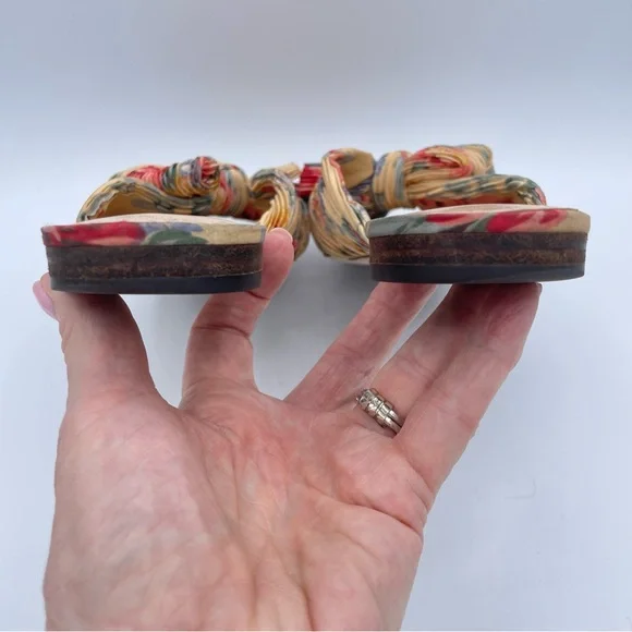 Loeffler Randall Daphne Pleated Knot Flat Sandals 9 Floral - Picture 14 of 16